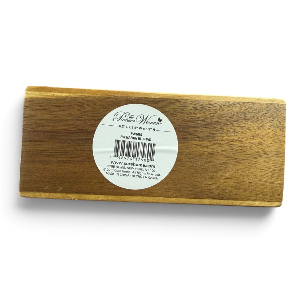 The Pioneer Woman Acacia Wood Napkin Holder Floral Butterfly PW1666 Blue Red - Picture 5 of 6